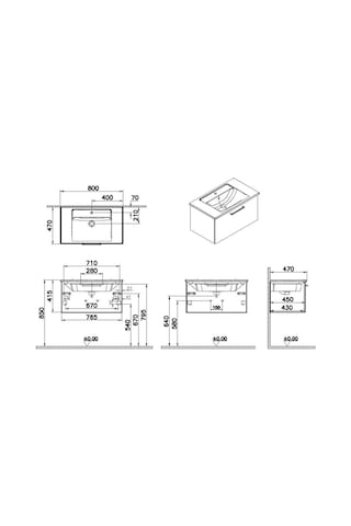 VitrA Root Lavabo Dolabı 80 Cm Mat Fırtına Gri 68221 Çok Renkli