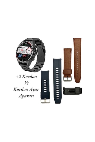 Rabbit Tech SK27 Business Metal - Deri - Silikon Kordonlu Akıllı Saat (İthalatçı Garantili)