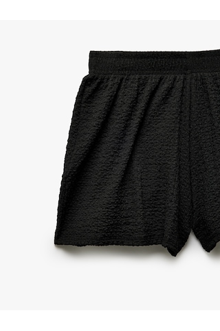 Koton Regular Fit Beli Lastikli Dokulu Mini Şort Siyah 5sak70037ek Siyah