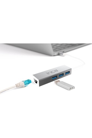 Inca Usb 4port Usb 3.0 Çoklayıcı Hub + Ethernet Rj45 Mulitiplexer - Iusb-03t
