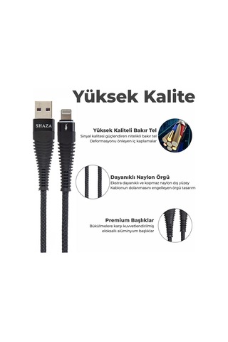 Shaza Usb Type C Pd 5a 100 W Örgülü Hızlı Şarj Ve Data Kablosu 1 Metre