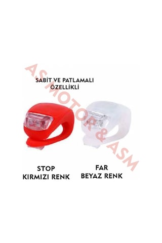 Bisiklet Silikon Ledli Lamba Süper 2 Adet. Taze Pilleriyle Kırmızı-Beyaz