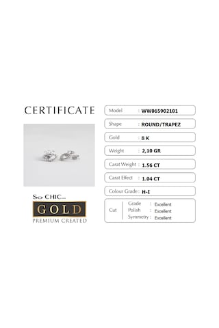 Beyaz Altın Sertifikalı Premium Created Trapez Taşlı Kalp Küpe