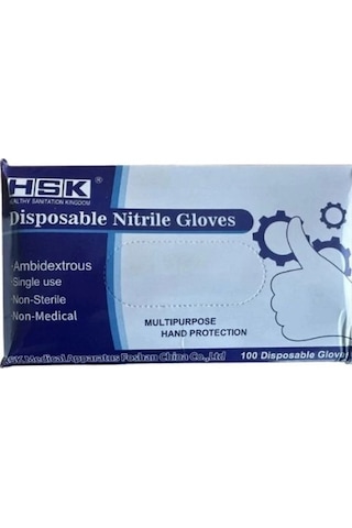 HSK Mavi Nitril Eldiven M Beden 100'lü HSK Mavi Nitril Eldiven M Beden 100'lü