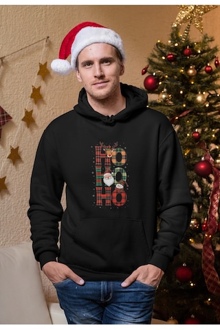 Stil X Yeni Yıl Baskılı Erkek Sweatshırt, Chrıstmas Temalı Siyah-2