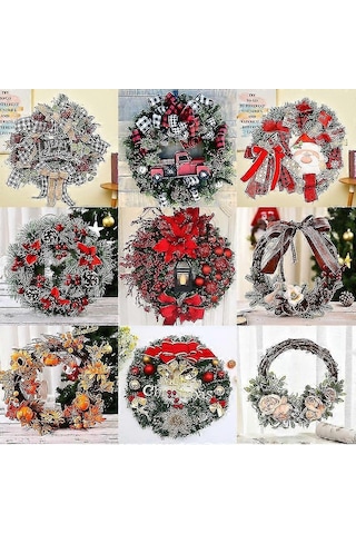 Wjtg Noel Çelengi Yuvarlak Çelenk Noel Çelengi Noel Ağacı Çelengi Noel Dekorasyonu Noel Ağacı Dekorasyonu J