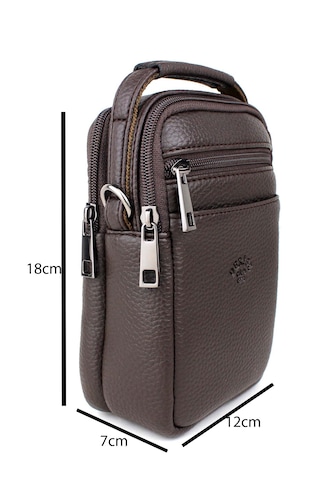 Erkek Kahverengi Çok Cepli Askılı El Ve Omuz Çantası Kahverengi