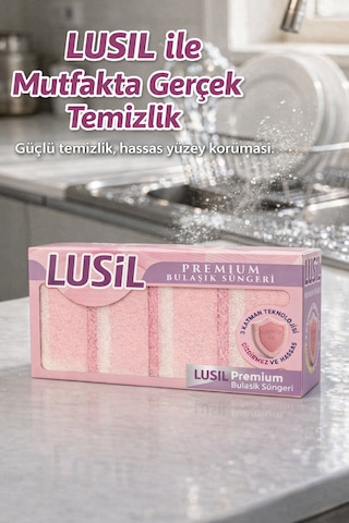 Lusil Premium Çok Amaçlı Çizdirmez Bulaşık Süngeri 4 Lü