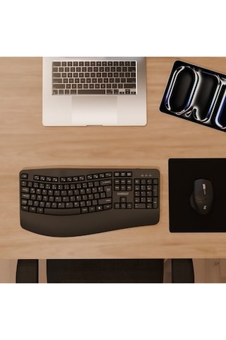 Siyah Kablosuz Ergonomik Klavye Ve Mouse Seti - Konforlu Kullanım