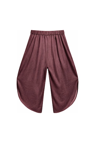 Mixray 4897 Kadın Yırtmaçlı Pileli Asimetrik Dökümlü Pantolon Bordo