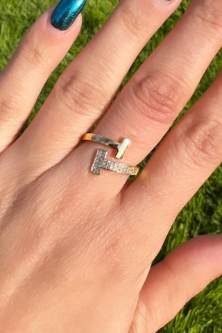 Zirkon Taşlı Çapraz Gold Marka Yüzük Gold