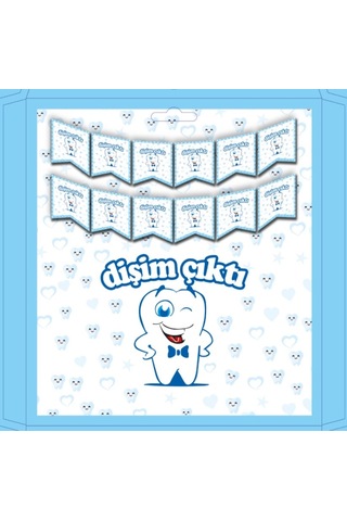 Delux Serisi Bebek Partisi Hediyelik Parti Eşyası Dişim Çıktı Mavi İyi Ki Doğdun Banner Çok Renkli