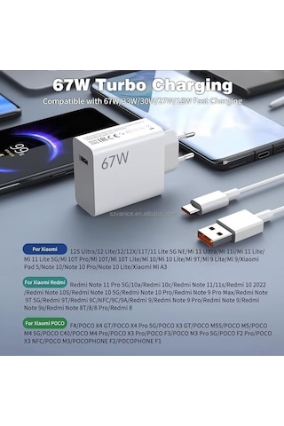 Red Mi Note 15 Pro İçin 67w Turbo Type-c Akım Korumalı Hassas Şarj Aleti Seti Saniye Sayaçlı Süper Charger
