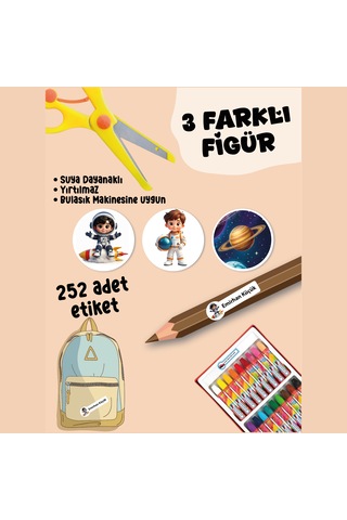 Okul Etiketi Kalem Defter Etiketi Astrox Özel İsim Yazılabilen Etiket - 252adet