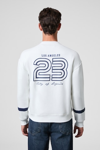 Grimelange Camden Erkek Önü Kolları Ve Sırtı Baskılı Oversize Fit Bisiklet Yaka Beyaz Sweatshirt Beyaz