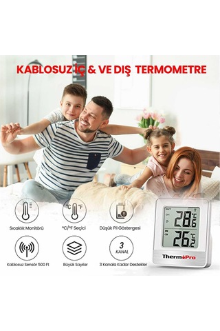 ThermoPro TP200C Wifi İç-Dış Mekan Dijital Sıcaklık Termometre
