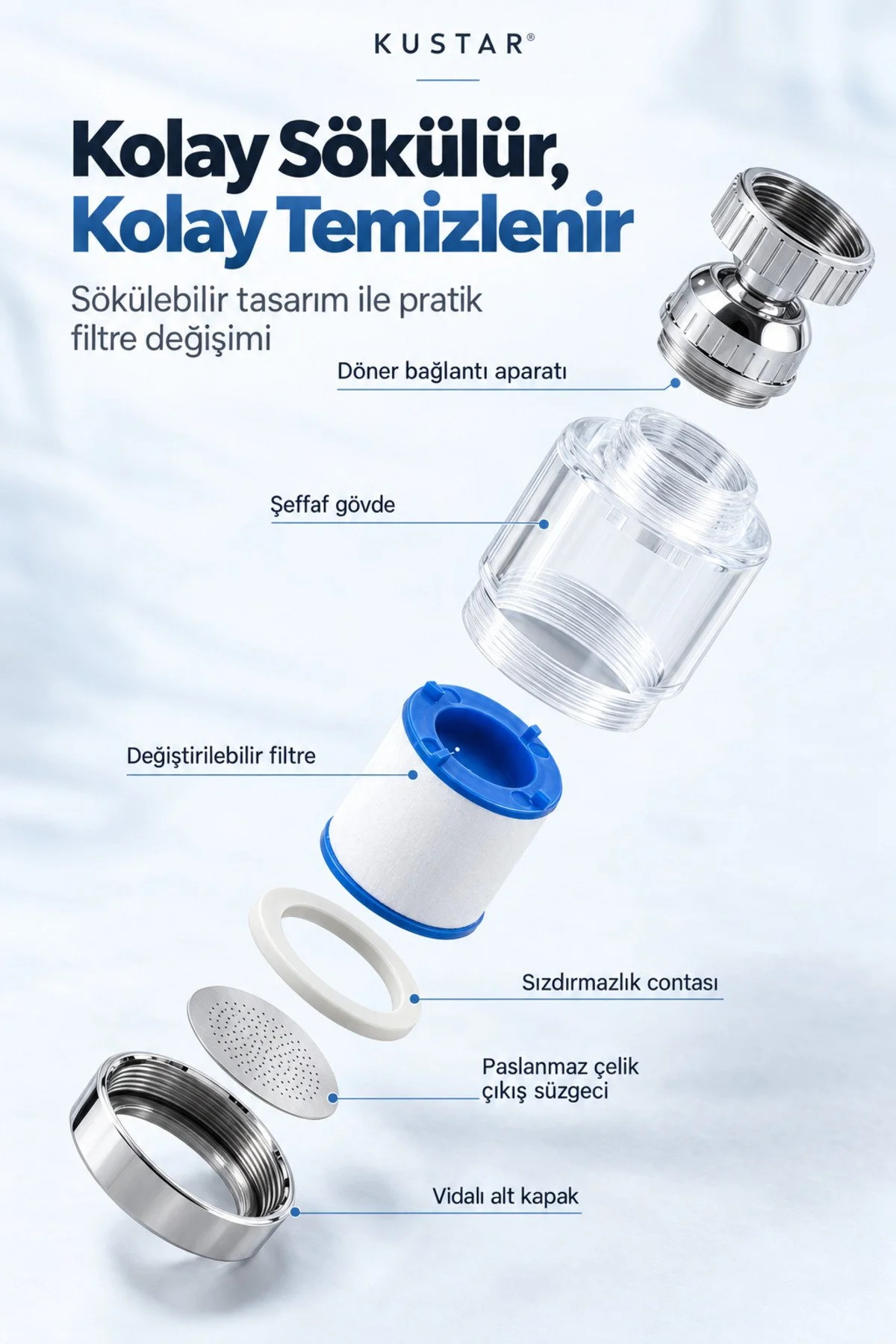 10'lu Filtre Kireç Önleyici Musluk Başlığı Filtreli Duş Başlığı Filtresi