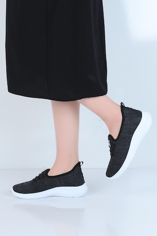 Ayakcenter 066 Psm Syh-byz Bağsız Yazlık Kadın Sneaker Ayakkabı Siyah