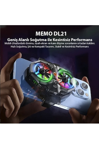 Turbo Çift Fanlı -2 Derece Telefon Soğutucu Oyun Canlı Yayın İçin Soğutucu Fan Memo Dl 21