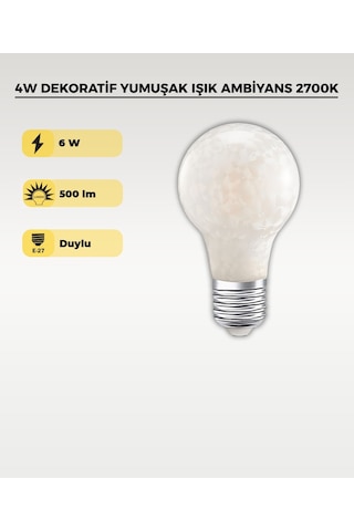 4w Soft Işık Led Ampul Dekoratif Yumuşak Işık Ambiyans 2700k 1 Adet