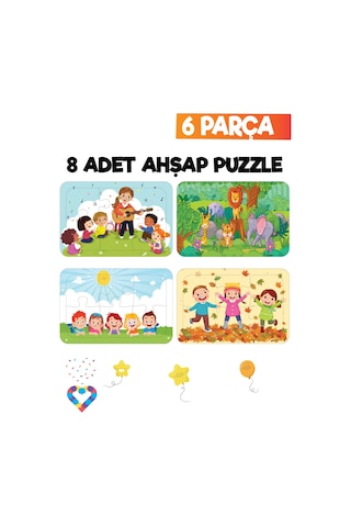 Ahşap Çocuk Puzzle 6 Parça 8 Adet-2