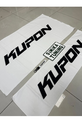 Beyaz Kupon Torpido Ve Sırt Havlusu Seti 2 Adet Torpido 35x135 , Sırt 70 X 135 Anahtarlık Hediye