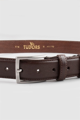 Tudors Erkek %100 Hakiki Deri 3,5 Cm Klasik Kahverengi Kemer-24011 Kahverengi