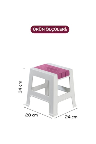 Vienev Plastik Küçük Tabure Pembe Pembe