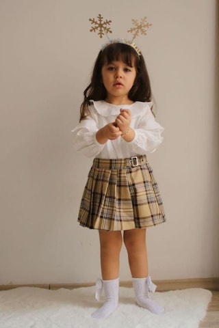 Ekose Şort Etek Bluz Kız Tarz Takım 001