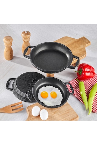 Taç Bella Döküm 3lü Sahan Set Siyah