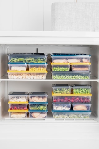 Meleni Home 4'lü Buzdolabı Organizer Mikrodalga Ve Difrize Uygun Saklama Kabı Antrasit 4 X 2400 Ml Çok Renkli