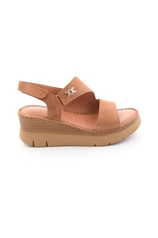 Bambi Cappuccino Hakiki Deri Kadın Sandalet K05299112702 Kahverengi