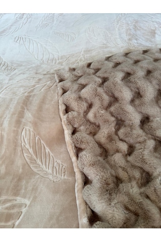 Aslan Bubble Çift Taraflı / Çift Katlı /çift Kişilik/ Lüx Battaniye/ 4,5 Kg / Modern / Şık / Çeyizlik Kahve