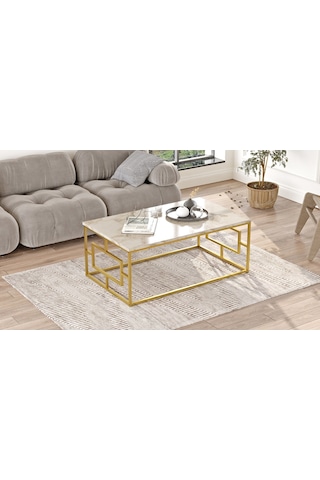 Robin Home Atlantis Gold Metal Orta Sehpa Mermer Desen