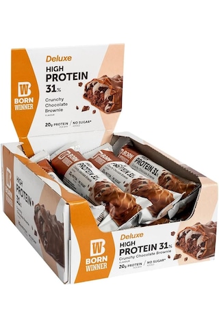 Born Wınner Deluxe Protein Bar Box / 12 X 64 G Crunchy Choco Brow