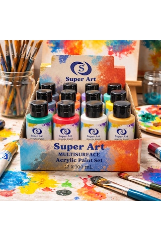 Superart Akrilik Boya Seti 12'lı 100 Ml Çok Renkli