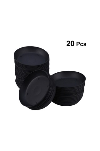 20 Adet Plastik Saksı Damlama Tepsisi Bitki Saksı Tabağı Saksı Şasi Tepsisi Şişmanlık Ekici Bahçe Balkon Siyah