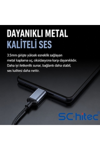 Schitec Type-c To 3.5mm Aux Dönüştürücü Adaptör Hifi Stereo Ses 10cm Siyah Hg/axt-02