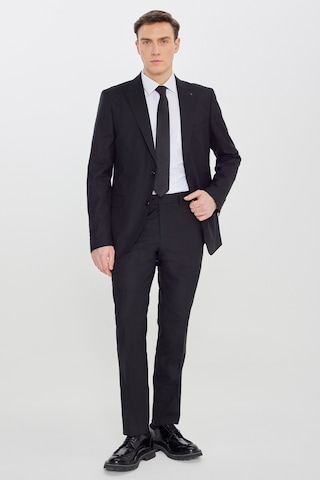 Altınyıldız Classıcs Erkek Sıyah Slim Fit Kırlangıç Yaka Çizgili Esnek Takım Elbise Siyah