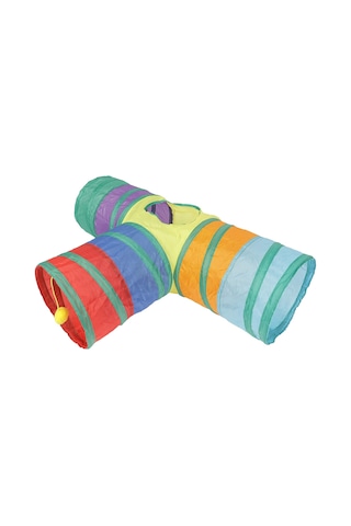 Herniks Üç Yollu T Şeklinde Katlanabilir Gökkuşağı Kedi Tüneli 82 CM