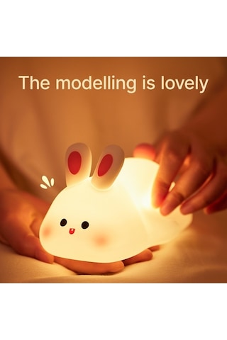 Flybuy Uyku Tavşan Silikon Sevimli Rgb Mini Lambası Lamba Karartma Işığı Gece Çocuk Başucu Gk Çok Renkli