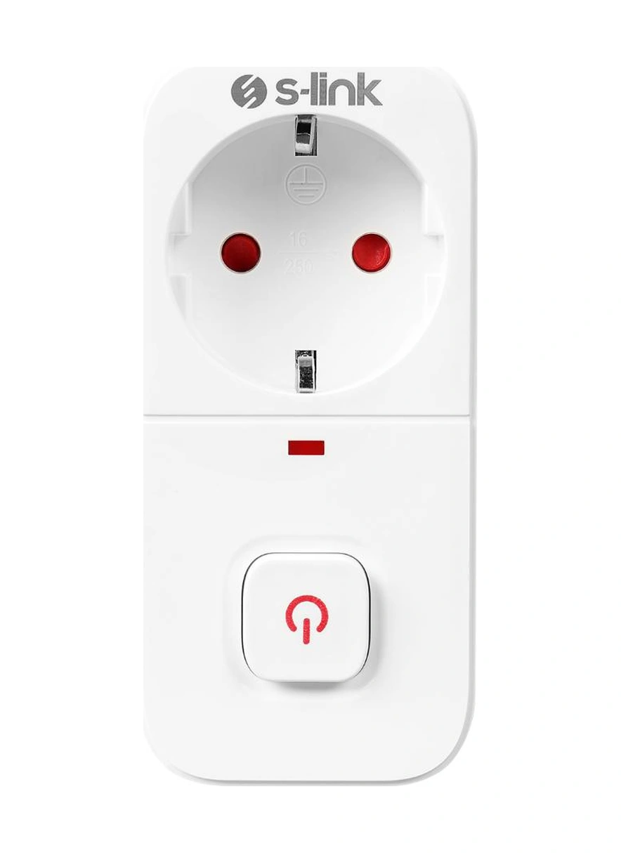 S-link Sl-010 16a/250v 750 Joule Anahtarlı Isıya Duyarlı Devre Ve Akım Korumalı Tekli Priz S-link 0