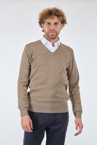 De Blasıo V Yaka Uzun Kollu Bej-Melanj Erkek Kazak 222340020 Bej Melanj