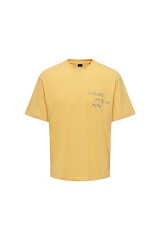 Only O Yaka Baskılı Erkek T-shirt Onsmanı Lıfe Rlx Hıdeout Ss Tee Bej