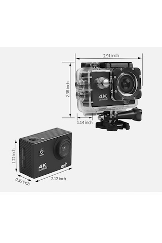 4k Ultra Hd Spor Aksiyon Kamerası Kumandalı Wifi Li, 30m Su Geçirmez, 170 Geniş Açılı, Aksesuar S Çok Renkli