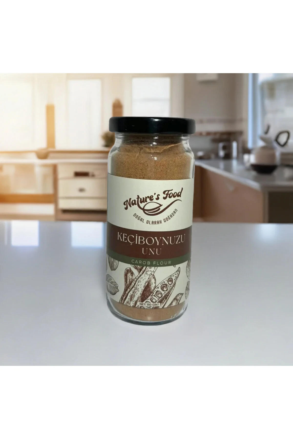 Keçiboynuzu Unu Katkısız Içerik 150gr Cam Şişe A, B2, B3 Ve B6 Vitamini Deposu.