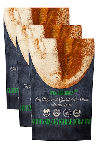 İpek Değirmen Çiğ Karabuğday Unu 3 kg Glutensiz Yeşil Greçka Taze Doğal Vegan Ketojenik Avantaj Paket