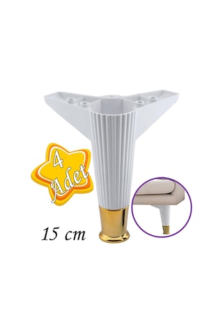4 Adet Golden Ayak 15 Cm Beyaz Altın Gold Mobilya Kanepe Sehpa Ünite Koltuk Ayağı Baza Ayak Ayakları