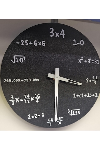 Matematik Denklemli Duvar Saati - Siyah Modern Okul Ve Ofis Hediyesi