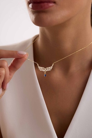 Melek Tasarım Damla Mavi Taşlı Kolye New T13976 Renkli